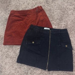2 forever 21 mini skirts, red and black, size small